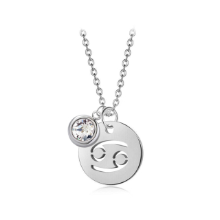 Ocelový náhrdelník konstelace ve znamení zvěrokruhu rak s krystalem Swarovski - Crystal F