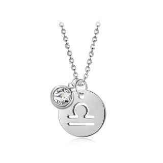 Ocelový náhrdelník konstelace ve znamení zvěrokruhu váhy s krystalem Swarovski - Crystal F