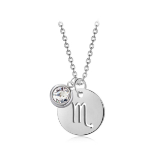 Ocelový náhrdelník konstelace ve znamení zvěrokruhu štír s krystalem Swarovski - Crystal F