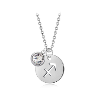 Ocelový náhrdelník konstelace ve znamení zvěrokruhu střelec s krystalem Swarovski - Crystal F