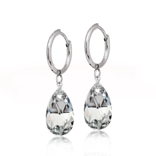 Ocelové náušnice ve tvaru kapky s krystaly Swarovski - Crystal CAL V SI