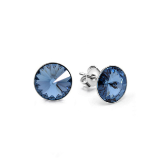 Ocelové náušnice pecky s krystaly Rivoli Swarovski 10mm - Denim Blue