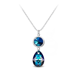 Ocelový náhrdelník ve tvaru kapky s krystaly Swarovski - Bermuda Blue