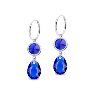 Ocelové visací náušnice Tears ve tvaru kapky s krystaly Swarovski - Majestic Blue