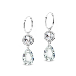Ocelové visací náušnice Tears ve tvaru kapky s krystaly Swarovski - Crystal F