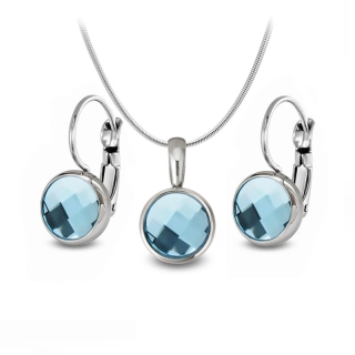 Ocelový set Chessboard s krystaly Swarovski - Aquamarine