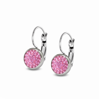 Ocelové náušnice na klapky Pavé s krystaly Swarovski - Rose