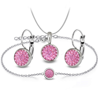 Ocelový set Pavé s krystaly Swarovski - Rose
