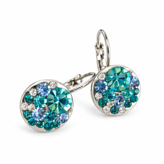 Blue Crystal Mosaic – modré visací náušnice s krystaly