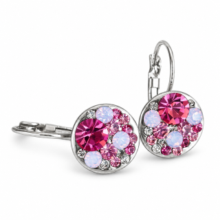 Pink Crystal Mosaic – růžové visací náušnice s krystaly