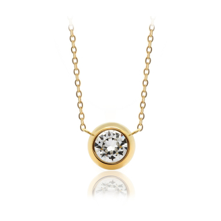 Ocelový pozlacený náhrdelník Gold Chaton Change-N-Go s krystalem Swarovski 8mm - Crystal F