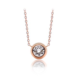 Ocelový pozlacený náhrdelník Rose Gold Chaton Change-N-Go s krystalem Swarovski 8mm - Crystal F