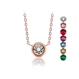 Ocelový pozlacený náhrdelník Rose Gold Chaton Change-N-Go s krystaly Swarovski 6mm - 7 v 1