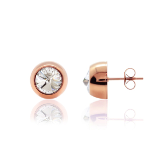 Ocelové pozlacené náušnice pecky Rose Gold Rivoli Change-N-Go s krystaly Swarovski 8mm - Crystal F