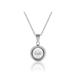 Ocelový náhrdelník Pearl Change-N-Go s perlou Swarovski 8mm - Crystal White