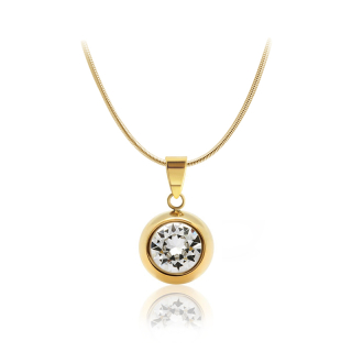 Ocelový pozlacený náhrdelník Gold Chaton Change-N-Go s krystalem Swarovski 8mm - Crystal F