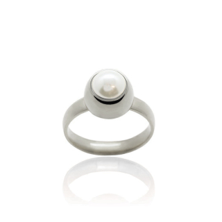 Ocelový prsten Pearl Change-N-Go s perlou Swarovski 8mm - Crystal White