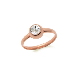 Ocelový pozlacený prsten Rose Gold Rivoli Change-N-Go s krystalem Swarovski 8mm - Crystal F