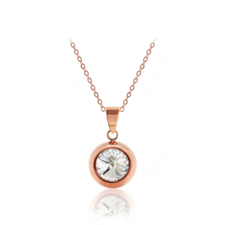 Ocelový pozlacený náhrdelník Rose Gold Rivoli Change-N-Go s krystalem Swarovski 8mm - Crystal F