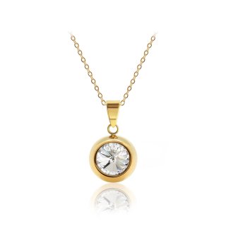 Ocelový pozlacený náhrdelník Gold Rivoli Change-N-Go s krystalem Swarovski 8mm - Crystal F