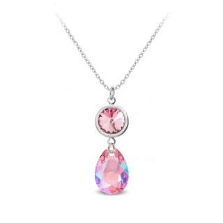 Ocelový náhrdelník ve tvaru kapky s krystaly Swarovski - Light Rose Shimmer