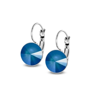 Ocelové visací náušnice Pastel Rivoli s krystaly Swarovski 12 mm - Royal Blue