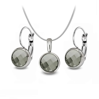 Ocelový set Chessboard s krystaly Swarovski - Black Diamond