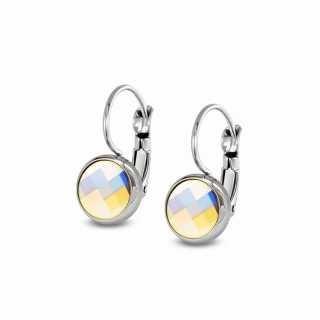 Ocelové náušnice na klapky Chessboard s krystaly Swarovski - Crystal AB