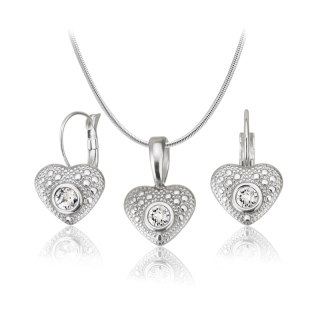 Ocelový set ve tvaru srdce Antique Heart s krystaly Swarovski - Crystal F