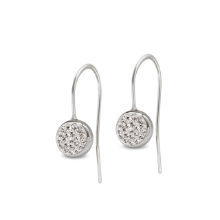Ocelové visací náušnice háčky Round Pavé s krystaly Swarovski - Crystal F