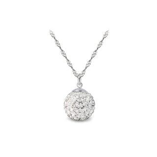 Stříbrný rhodiovaný náhrdelník Pavé Ball kulička s krystaly Swarovski 12mm - Crystal F