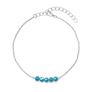 Ocelový korálkový náramek Round Beads s krystaly Swarovski - Caribbean Blue Opal