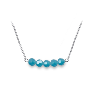 Ocelový korálkový náhrdelník Round Beads s krystaly Swarovski - Caribbean Blue Opal