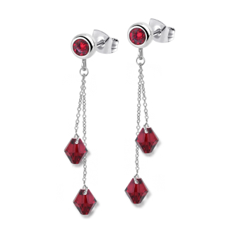 Ocelové visací řetízkové náušnice Bicones s krystaly Swarovski - Siam
