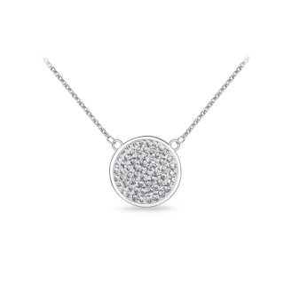 Ocelový náhrdelník Pavé Disc s krystaly Swarovski - Crystal F