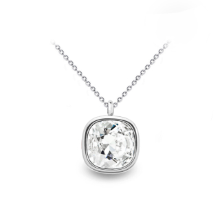 Ocelový náhrdelník Simplicity Cushion s krystalem Swarovski 12mm - Crystal F