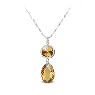 Ocelový náhrdelník ve tvaru kapky s krystaly Swarovski - Light Colorado Topaz