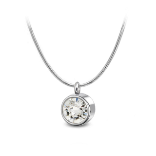 Ocelový náhrdelník Hook Ice s krystalem měsíce Duben Swarovski - Crystal F