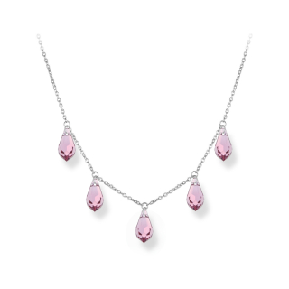 Ocelový náhrdelník Teardrop s přívěsky ve tvaru kapky s krystaly Swarovski - Light Amethyst