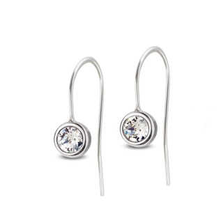Ocelové náušnice háčky Chaton Deluxe s krystaly Swarovski - Crystal F