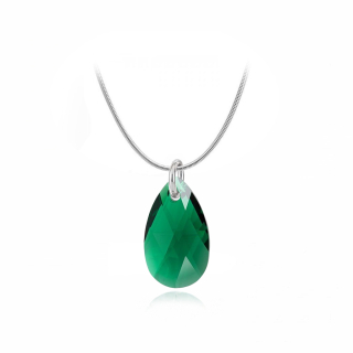 Ocelový náhrdelník ve tvaru kapky s krystalem Swarovski - Emerald