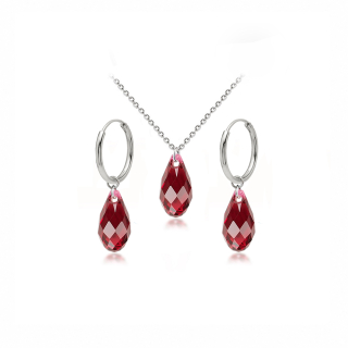 Briolette Scarlet – Set náhrdelníku a náušnic s krystaly Swarovski® z chirurgické oceli
