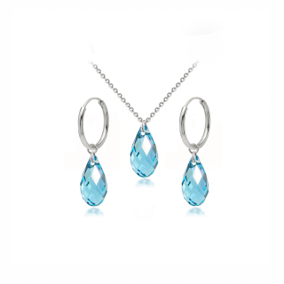 Briolette Aquamarine – Set náhrdelníku a náušnic s krystaly Swarovski® z chirurgické oceli