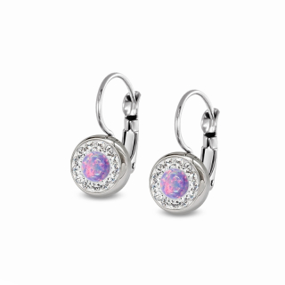Ocelové opálové náušnice na klapky Opal Pavé s krystaly Swarovski - světle fialové