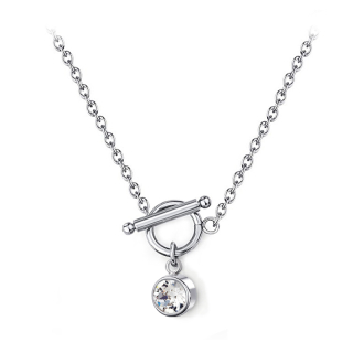 Ocelový náhrdelník na americké zapínání s krystalem Swarovski - Crystal F