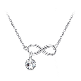 Ocelový náhrdelník Infinity ve tvaru nekonečno s krystalem Rivoli Swarovski - Crystal F