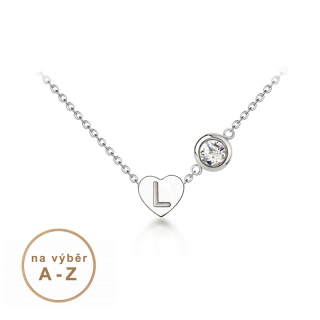 Personalizovaný ocelový náhrdelník Crystal Heart Letter - srdce s písmenem A až Z a krystalem Swarovski