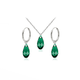 Briolette Emerald – Set náhrdelníku a náušnic s krystaly Swarovski® z chirurgické oceli