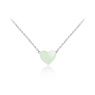 Ocelový jemný náhrdelník Romance s krystalem ve tvaru srdce Swarovski - Powder Green