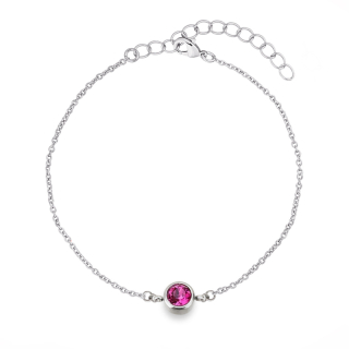 Ocelový náramek Chaton Deluxe s krystaly Swarovski - Fuchsia